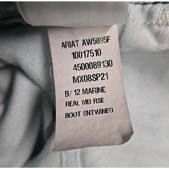 Ariat REAL Womens Bootcut Marine Jeans Size 29R Mid-Rise Entwined Stretch Denim - Picture 9 of 12